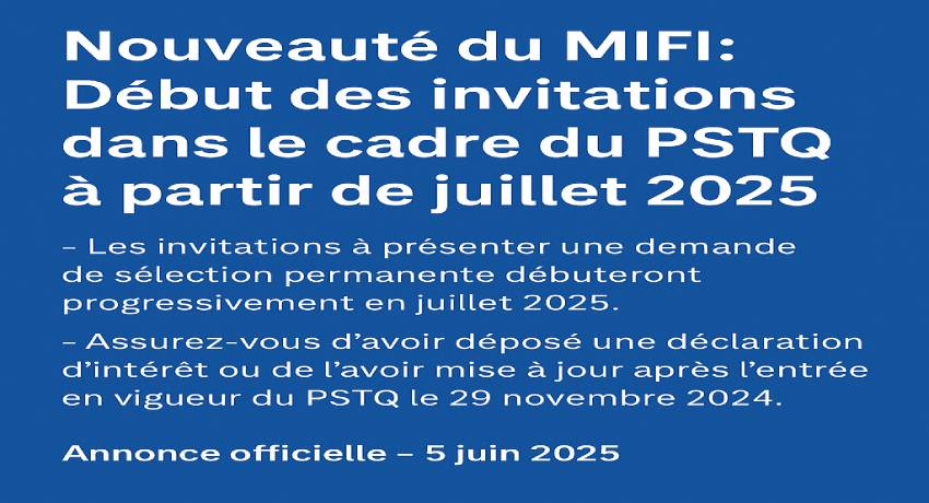 Début des invitations dans le cadre du PSTQ dès juillet 2025